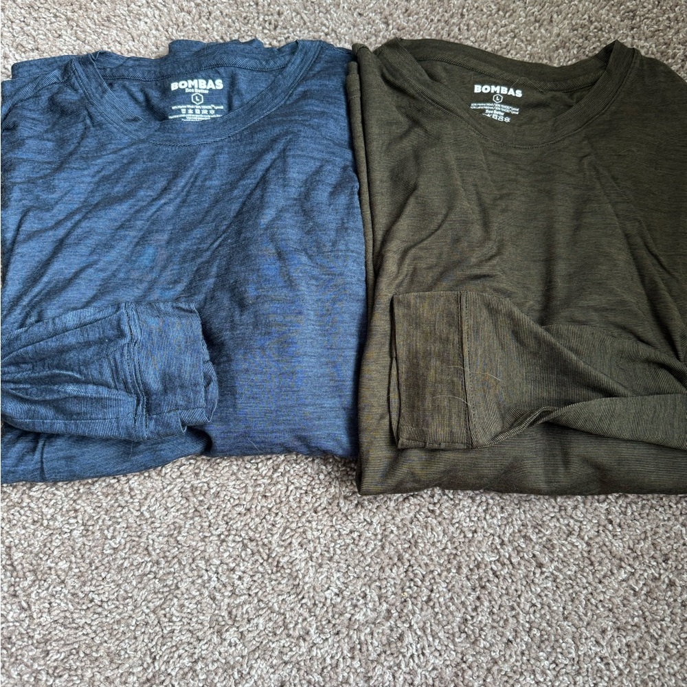 Bombas Men's Long Sleeve Tees in Blue and Olive